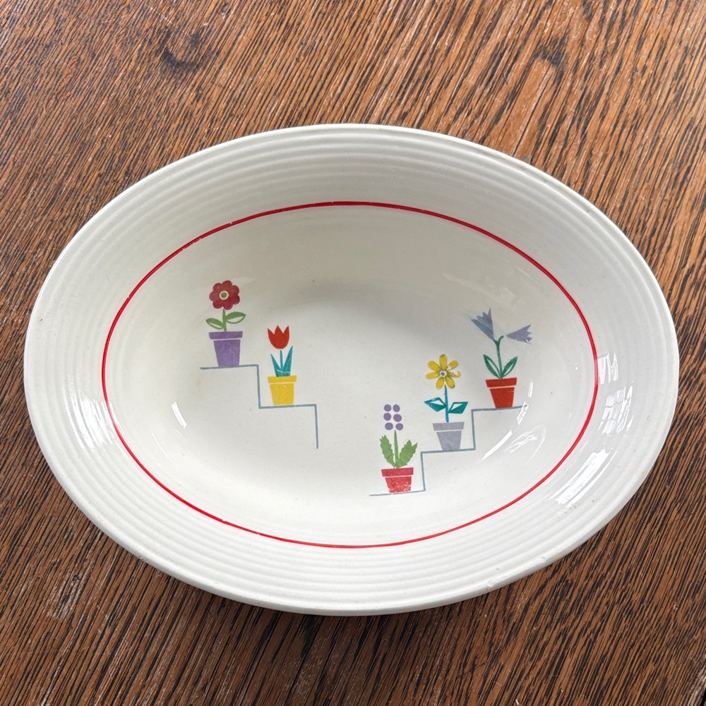 vtg 1940 triumph american limoges sebring ohio posey shop oval serving bowl